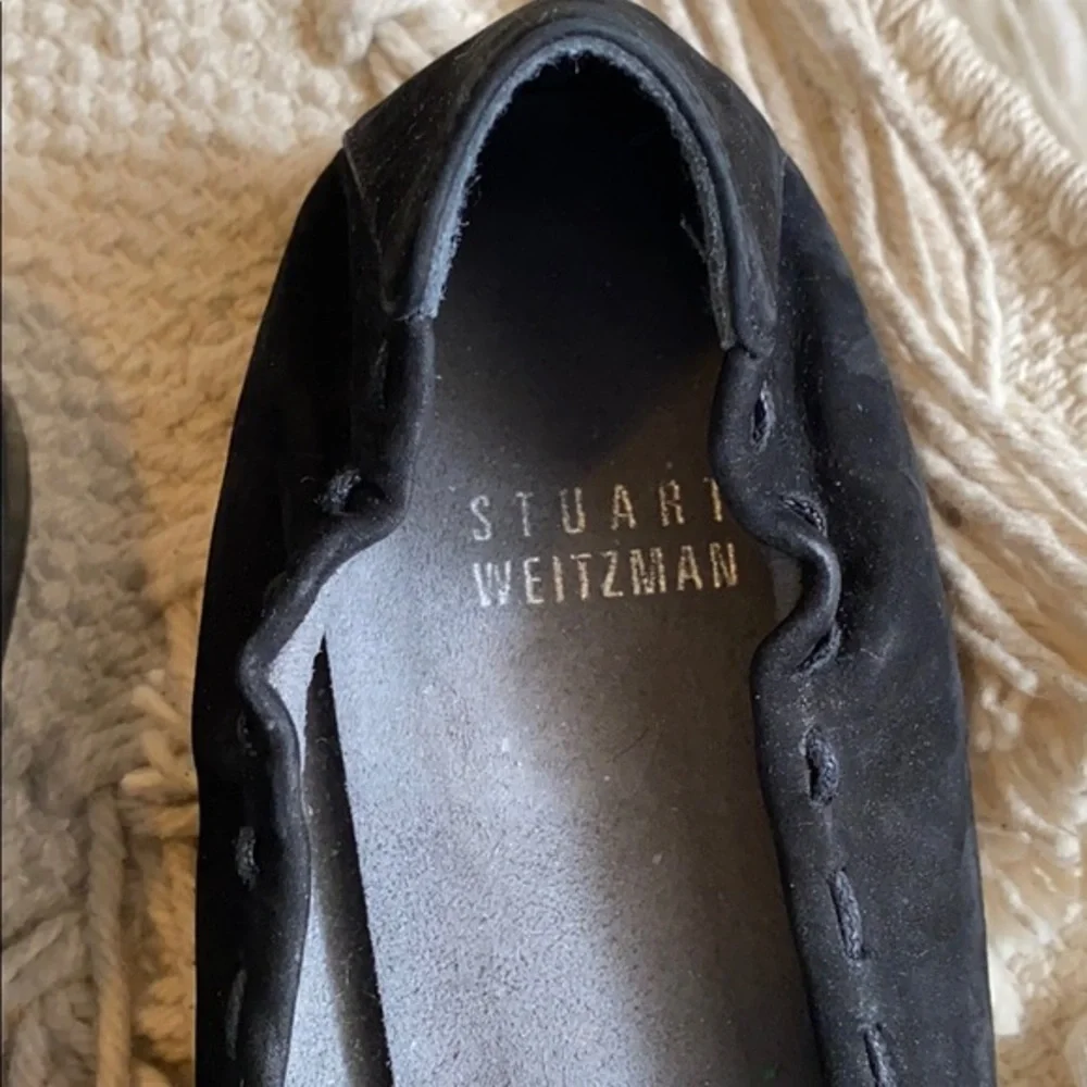 Stuart Weitzman Black Suede Nubuck Woven Flats